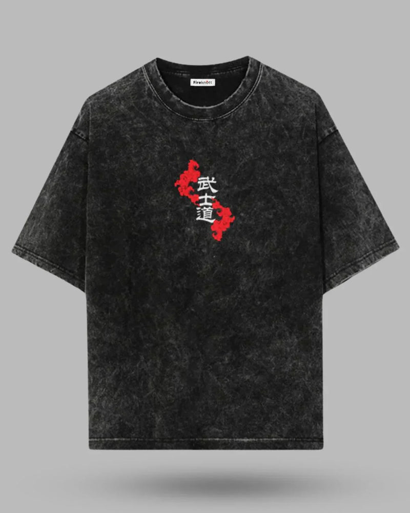Ronin Code Acid Wash Oversized T-Shirt – Samurai Edition ⚔️🖤