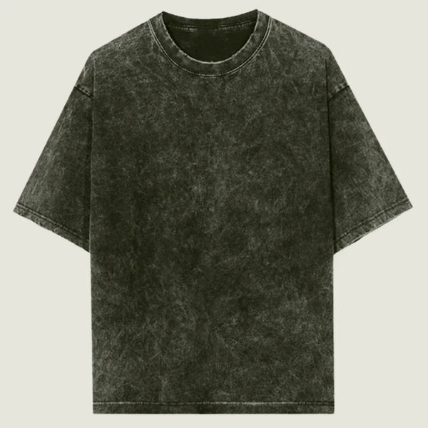 Oversized Acid Wash Olive Green Cotton T-Shirt 🫒✨