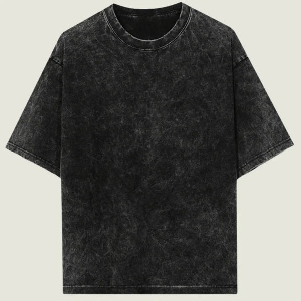 Oversized Acid Wash Black Cotton T-Shirt 🖤✨