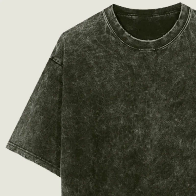 Oversized Acid Wash Olive Green Cotton T-Shirt 🫒✨