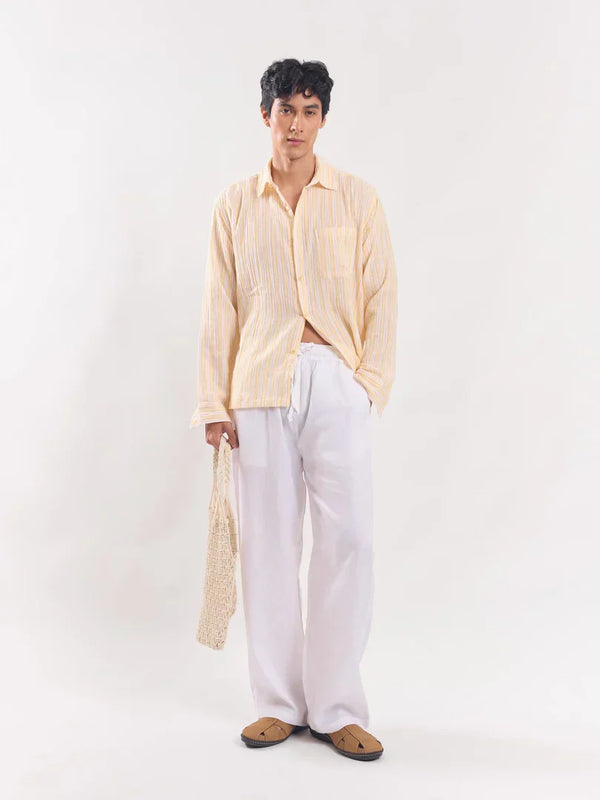 Yellow Striped Gauze Holiday Shirt