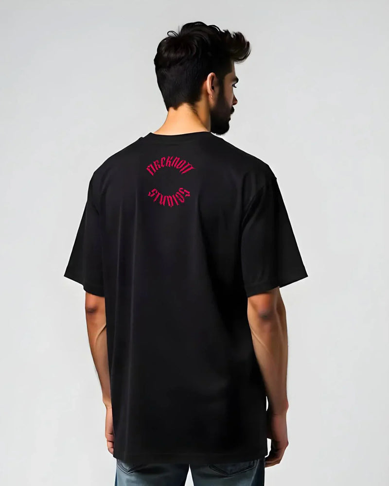 Samurai Shadow Acid Wash Oversized T-Shirt – Dark Aesthetic ⚔️🖤🌑